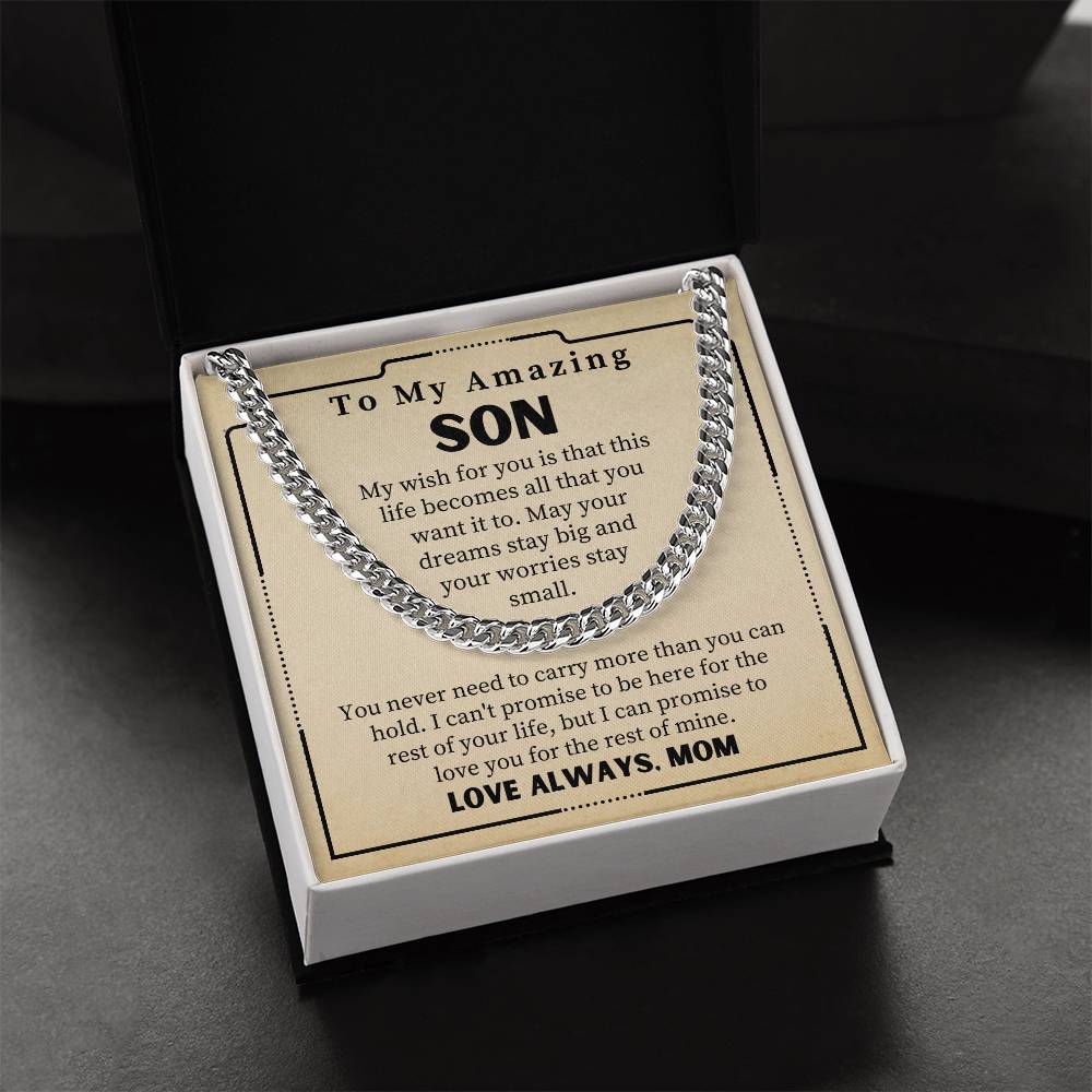 Gift For Son From Mom To My Amazing Son Necklace Cuban Link Chain