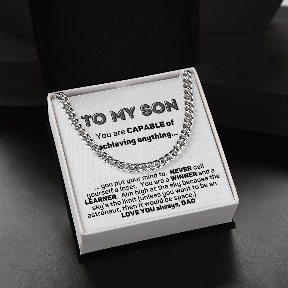 To My Son Cuban Chain Necklace Gift From Dad Cuban Link Chain