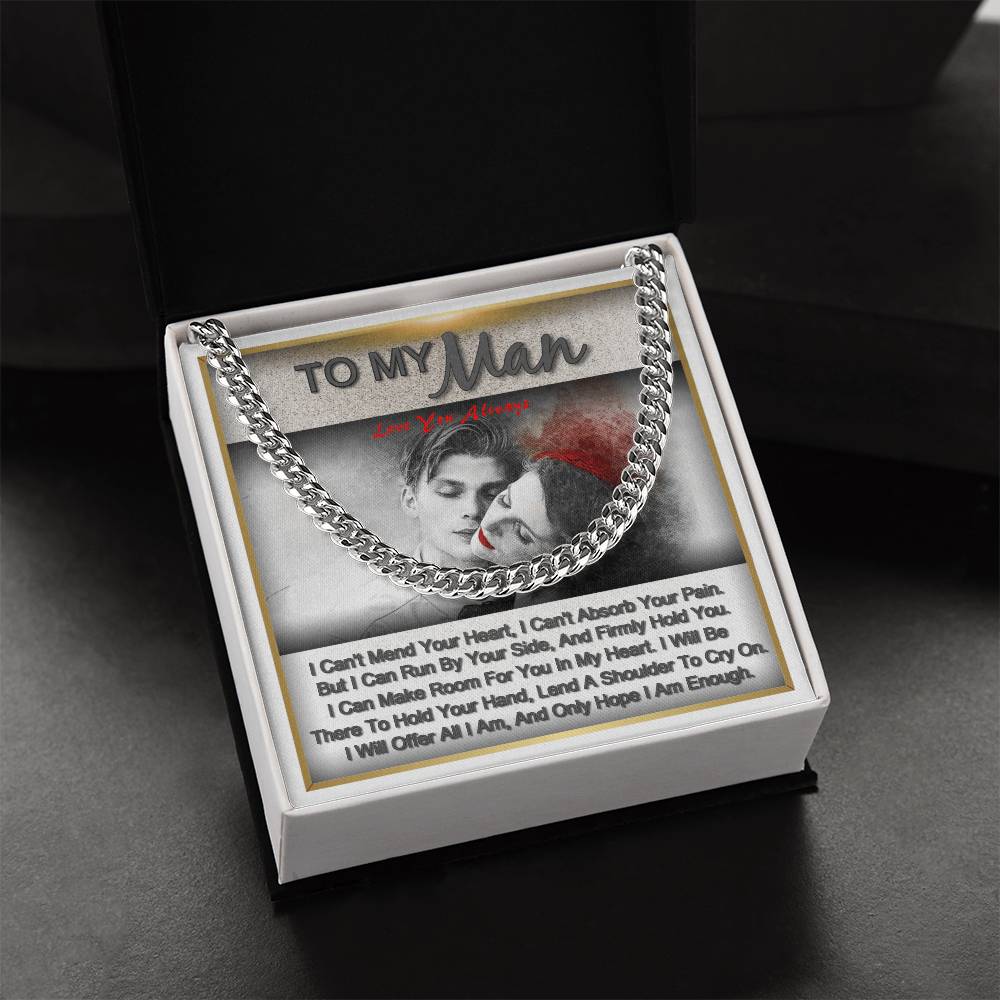 To My Man Gift For Him Romantic Birthday Gifts For Him Personalized Gift Link Chain Necklace Jewelry For Anniversary Cuban Link Chain