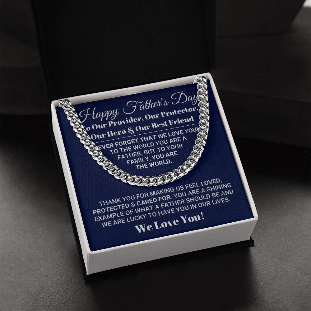 Our World Father's Day Necklace Cuban Link Chain