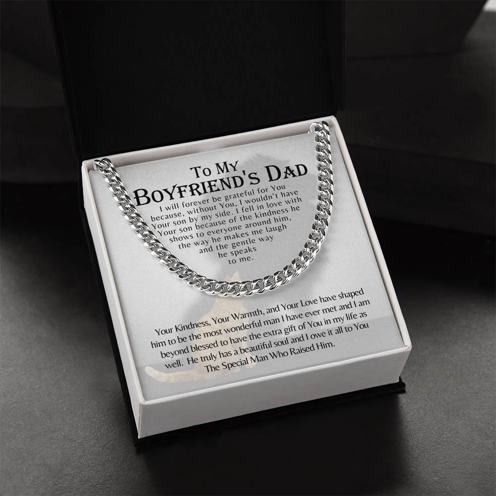 To My Boyfriends Dad Father Gift Cuban Link Chain Necklace For Christmas Birthday Just Because Fathers Day Present Sto