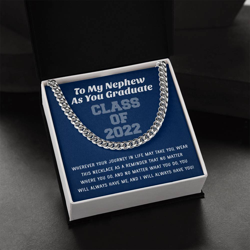 Nephew Graduation Class Of 2022 High School Graduation College Graduation Gift For Nephew Mens Silver Cuban Link Chain