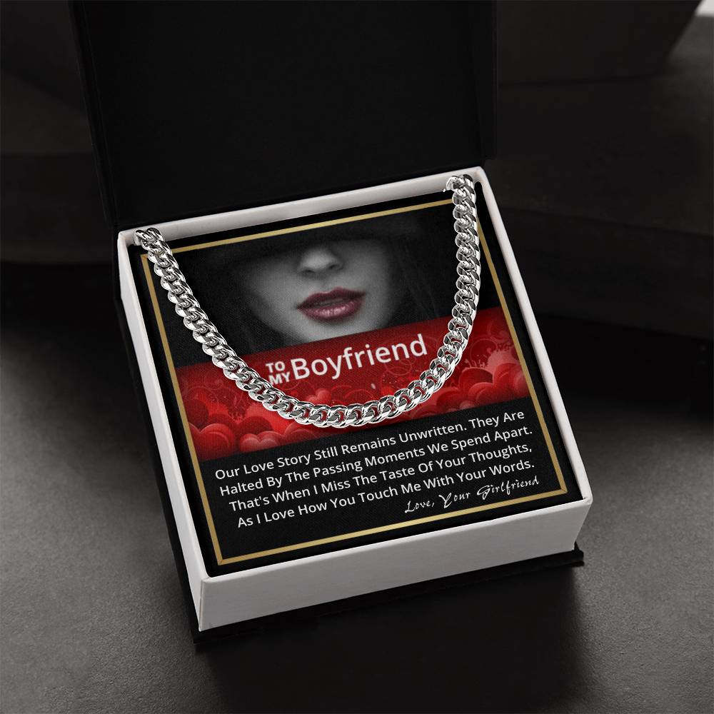 To My Boyfriend Happy Birthday Anniversary Gift For Him Link Chain Necklace Message Card Cuban Link Chain