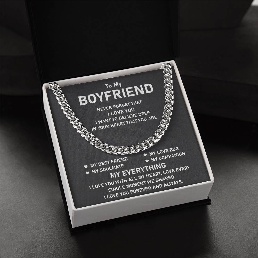 To My Boyfriend Cuban Chain Necklace Unique Anniversary Gift For Boyfriend Boyfriend Birthday Gift Cuban Link Chain