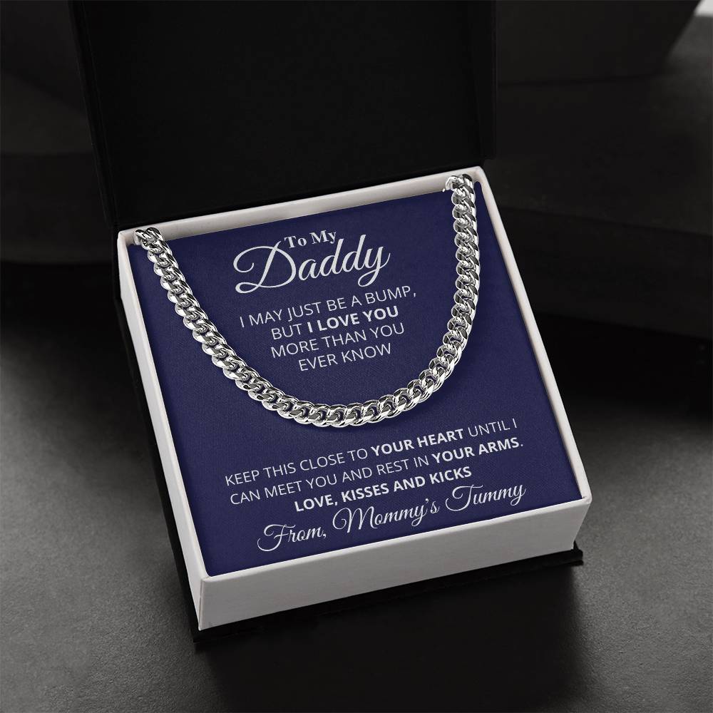 Daddy To Be From Baby Bump Cuban Link Chain Daddy To Be Necklace Gift First Time Dad Gift New Dad Gift