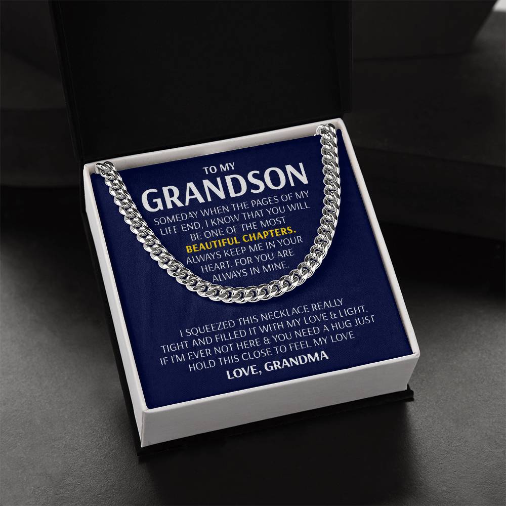 To My Grandson - Beautiful Chapters Cuban Link Chain Necklace