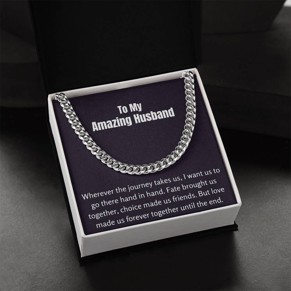 To My Amazing Husband Cuban Link Chain Necklace