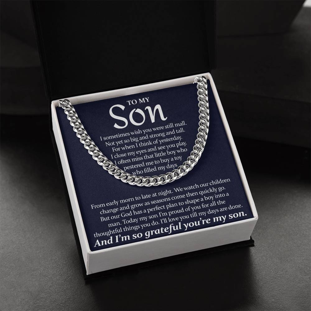 To My Son - I'll Love You Till My Days Are Done From Mom - Cuban Link Chain