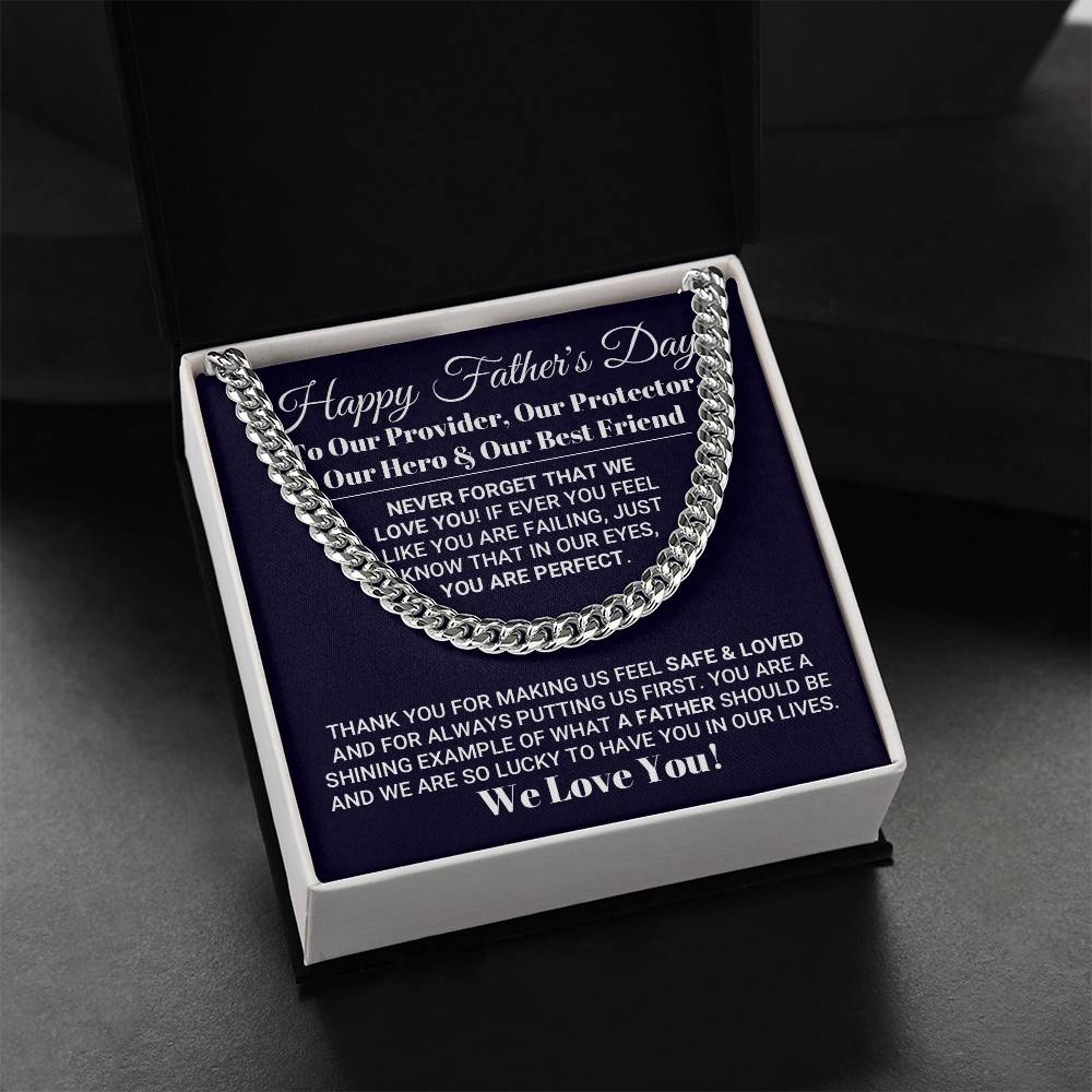 Our World Father's Day Necklace Cuban Link Chain