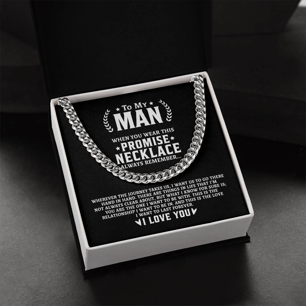 To My Man Chain Necklace Promise Necklace For Husband Boyfriend Valentine Gift For Him Cuban Link Chain