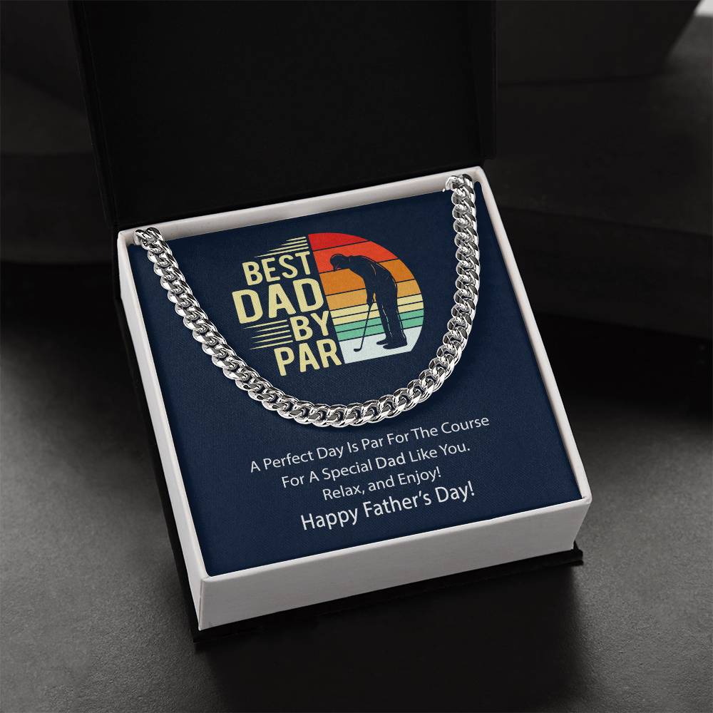 Cuban Link Chain Men Best Dad By Par Gift Necklace For Golf Dad Father's Day Gift Necklace For Dad Bonus Dad Gift
