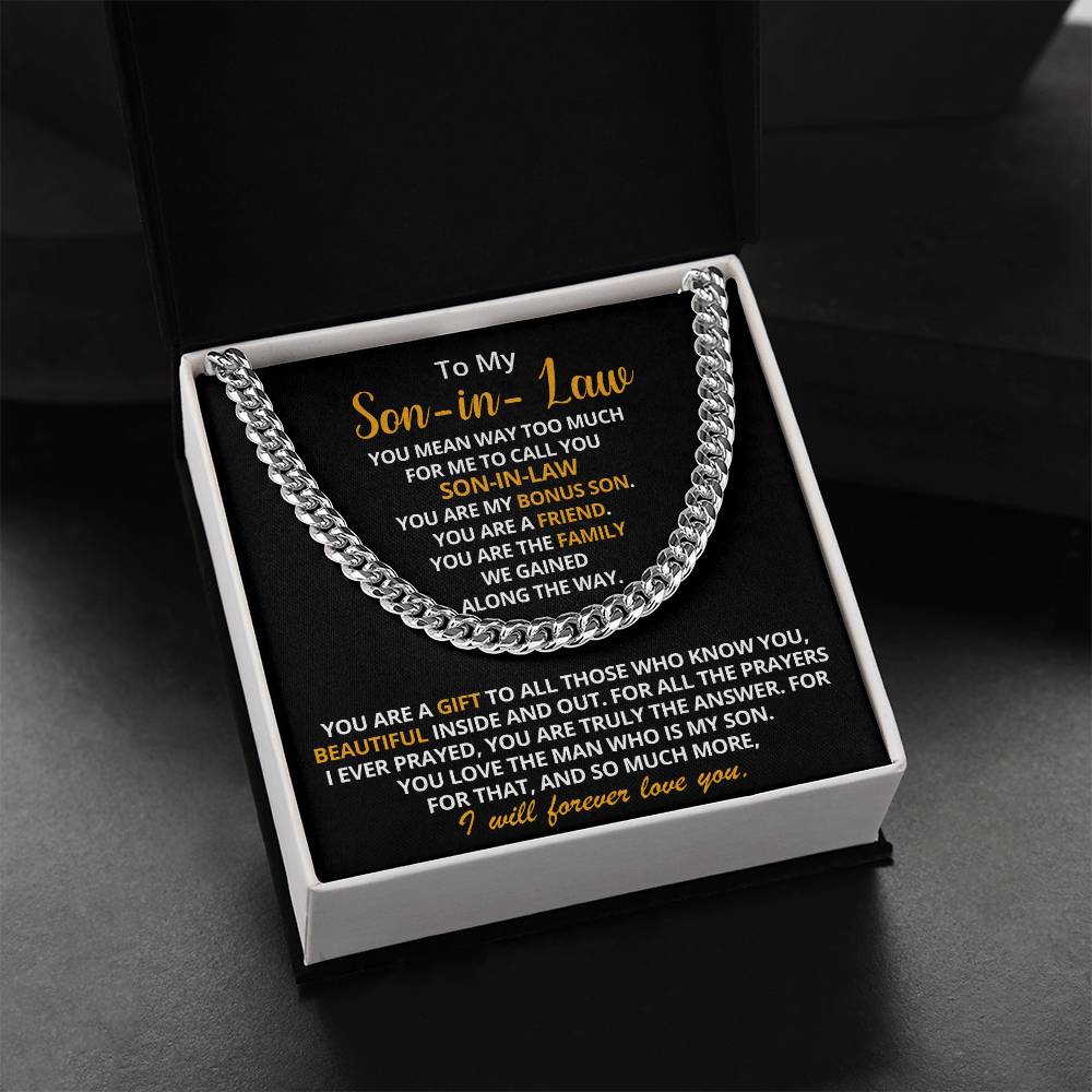 To My Son-In-Law - You Are My Bonus Son Cuban Link Chain Necklace