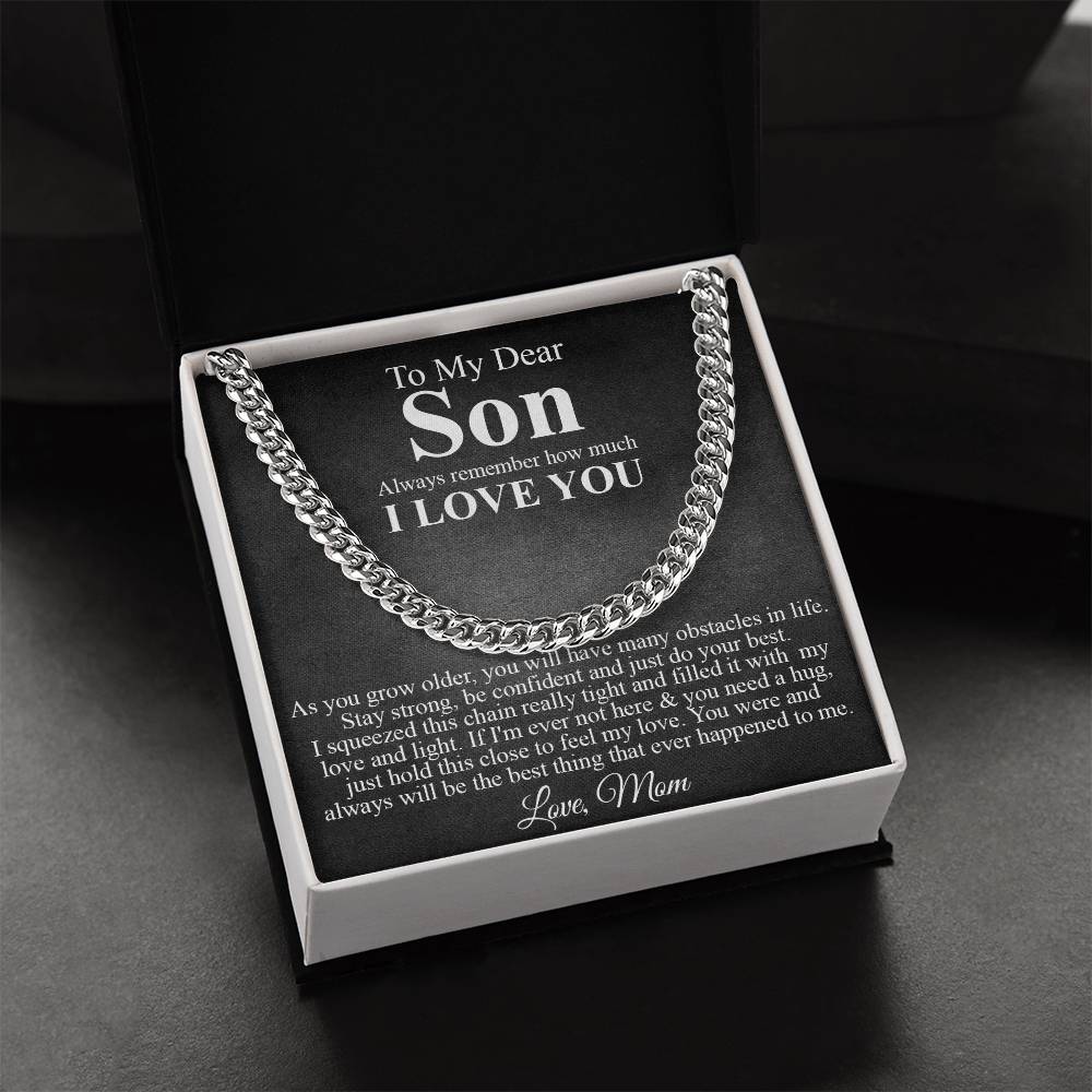 To My Dear Son Cuban Chain Necklace Son Gift From Mom Birthday Graduation Christmas Gift For Son Cuban Link Chain