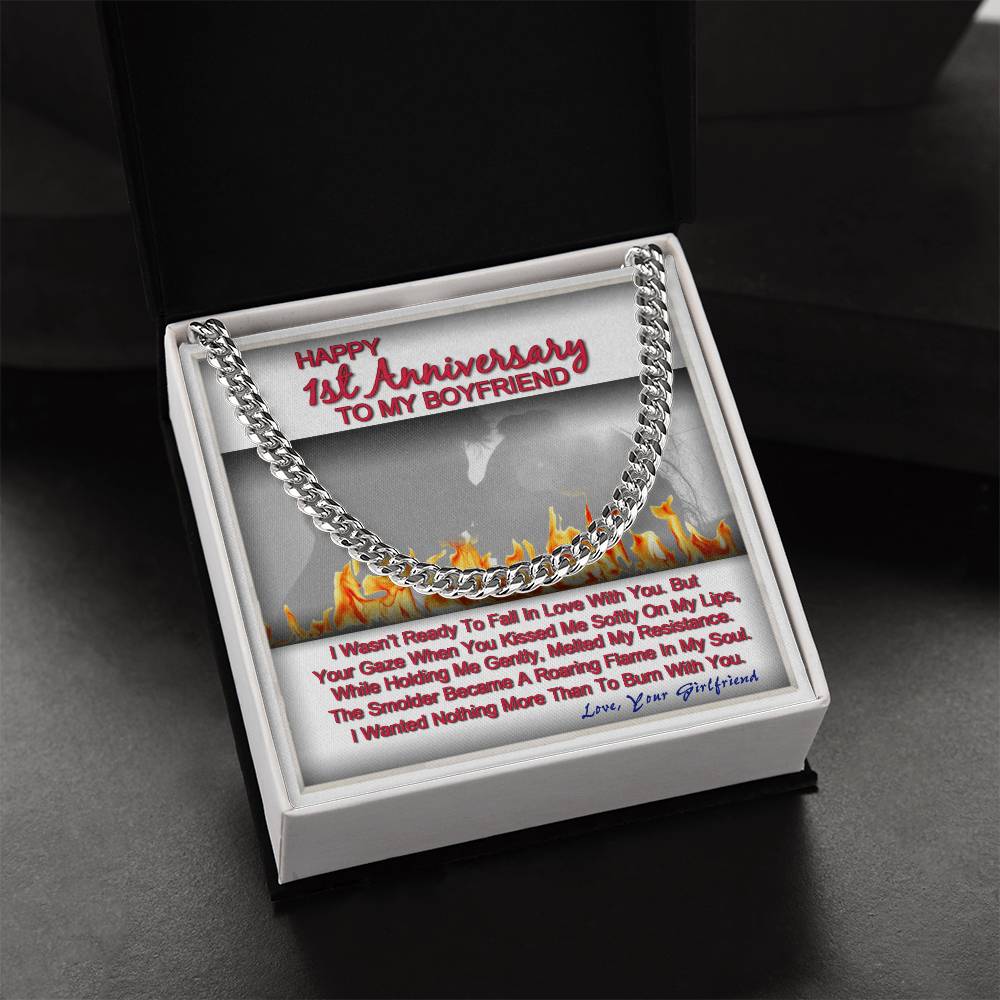 One Year Anniversary Gifts For Boyfriend Cuban Link Chain With Message Card