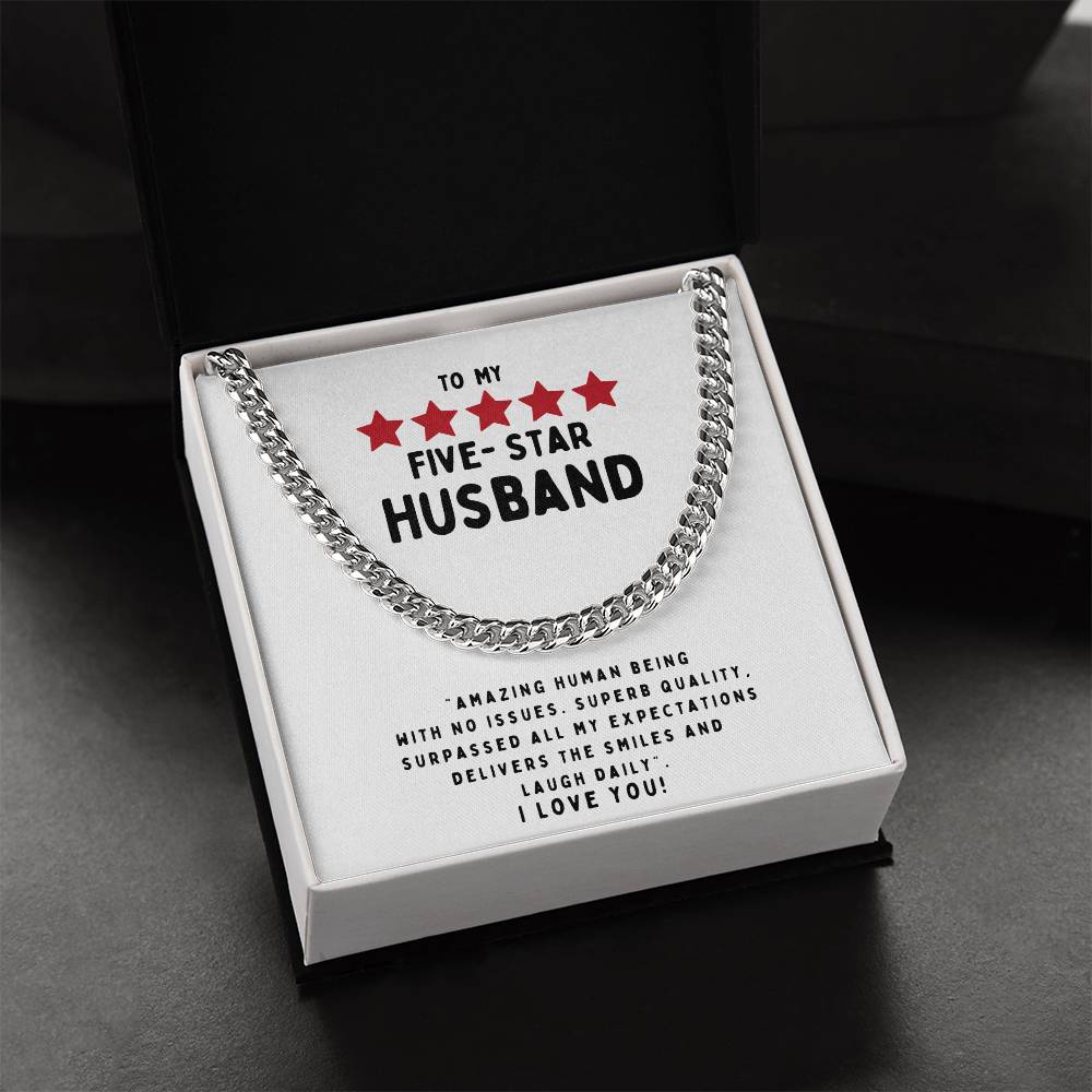 To My Five Star Husband Necklace Cuban Link Chain