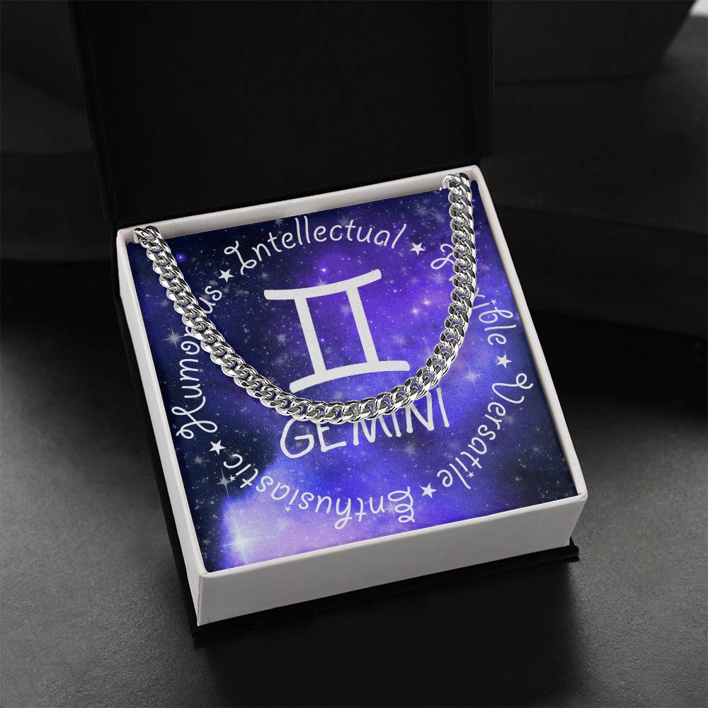 Cuban Link Chain Necklace - Gemini Theme