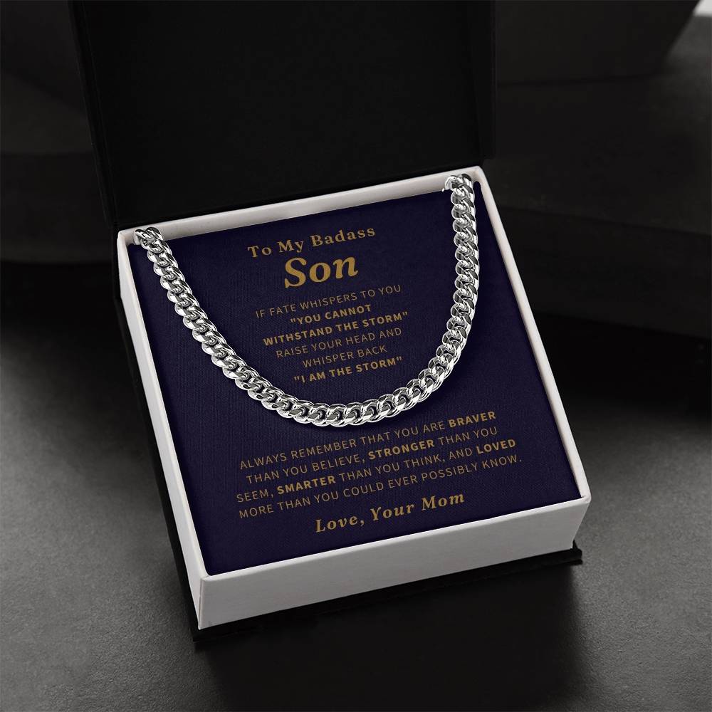 To My Badass Son Necklace To Son From Mom Son Birthday Gift Christmas Gift Necklace For Boy Cuban Link Chain