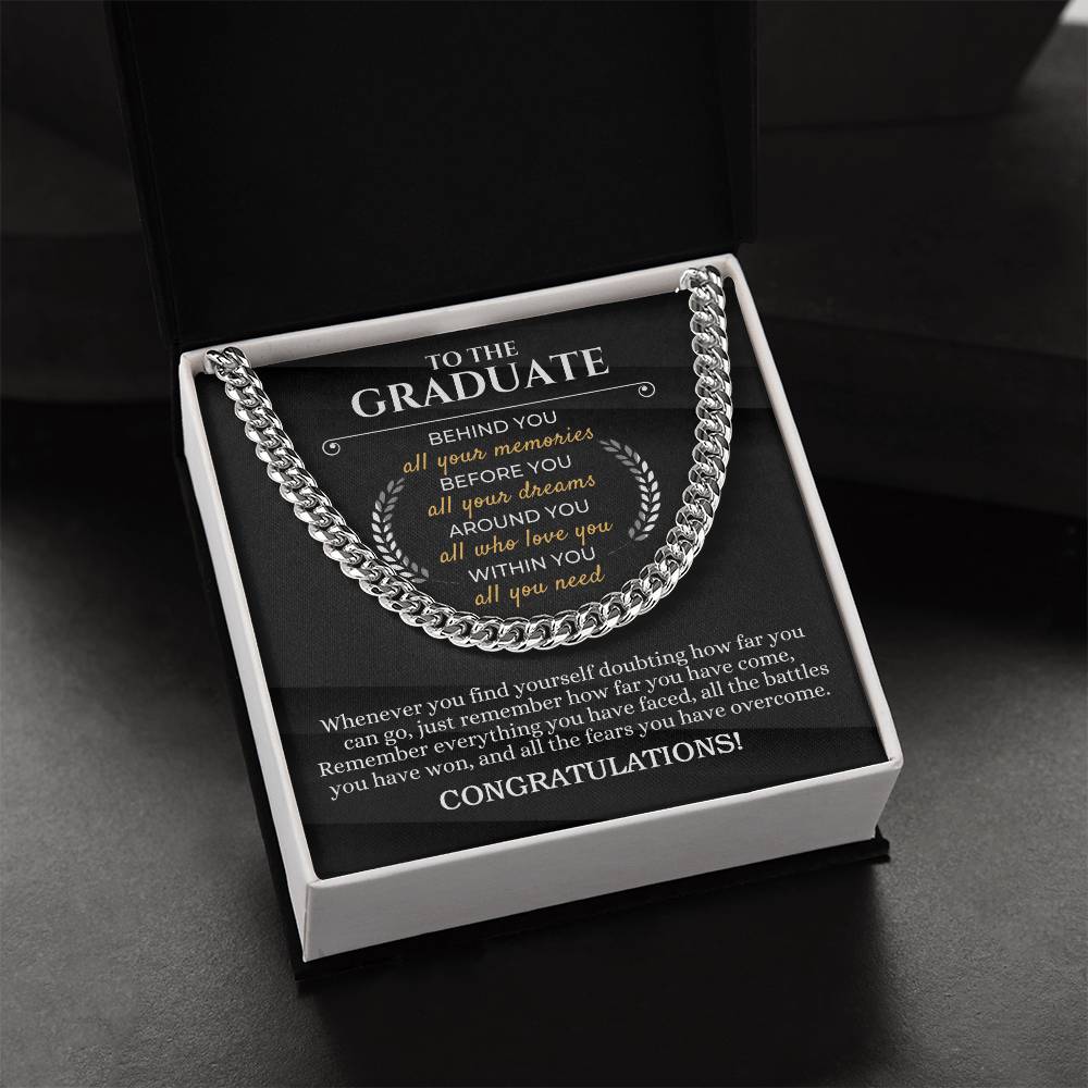 Graduation Gift For Him Congratulation Graduate Necklace For Men Son Graduation Gift Cuban Link Chain