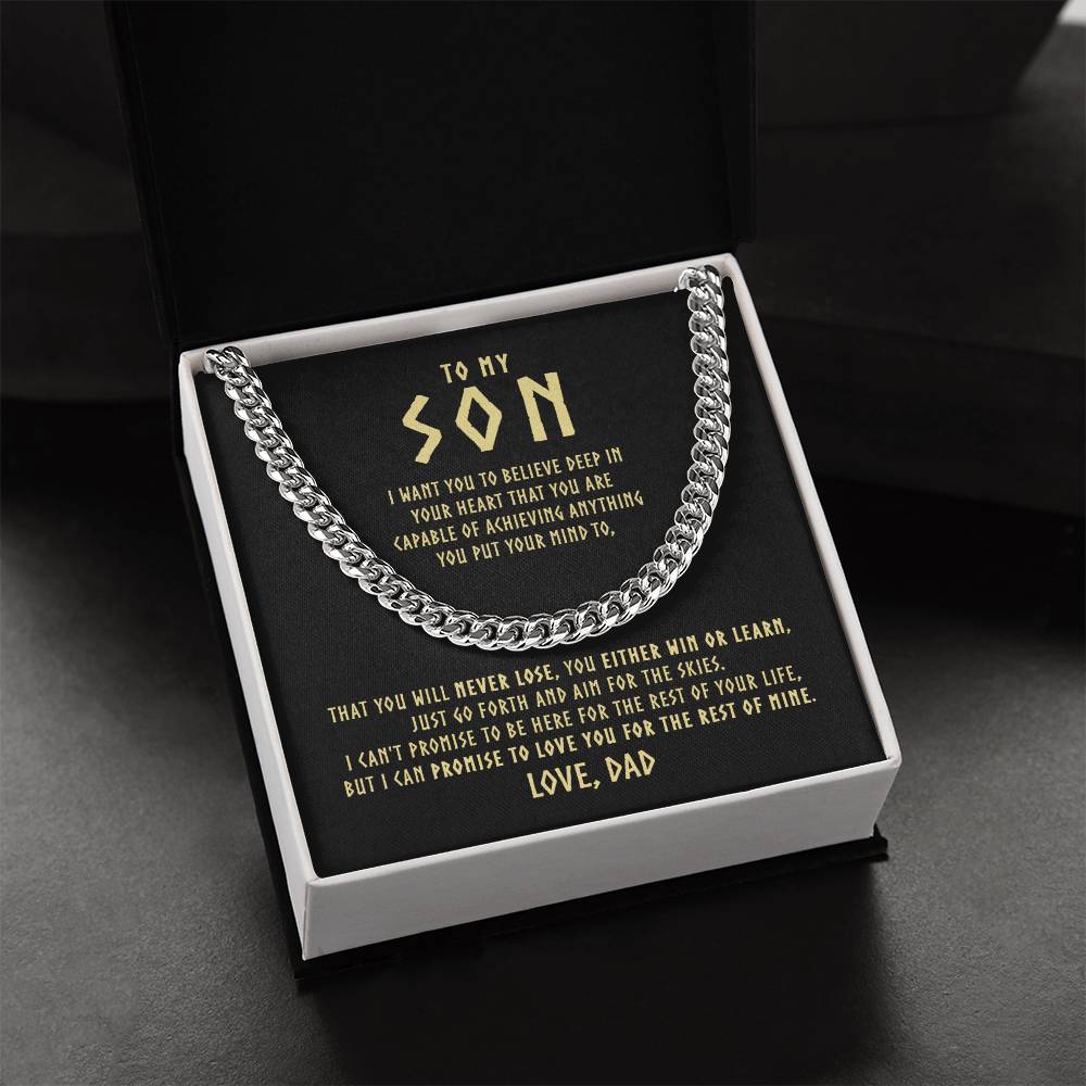 To My Son Cuban Link Chain Necklace - Viking Style