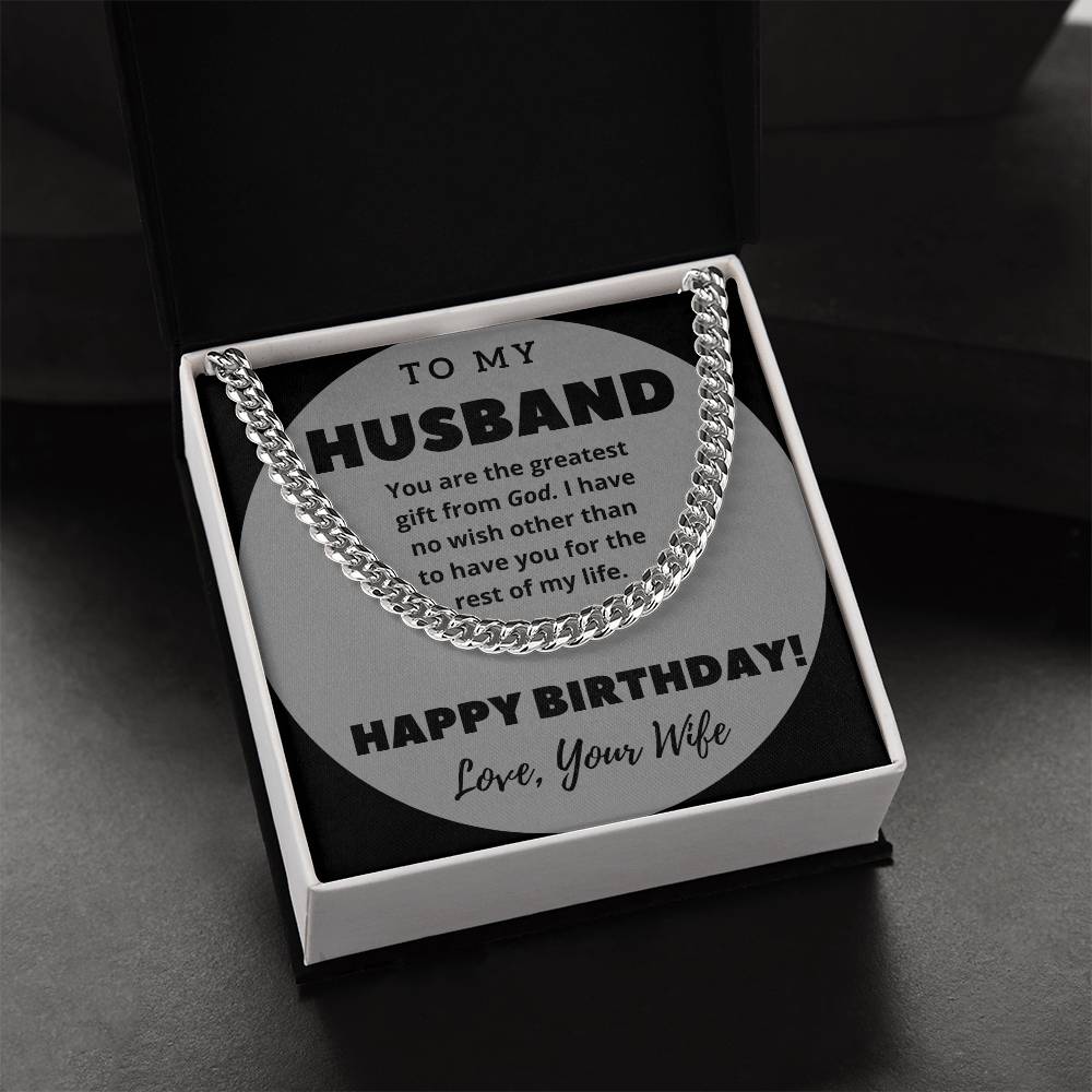 To My Husband Happy Birthday Cuban Link Chain