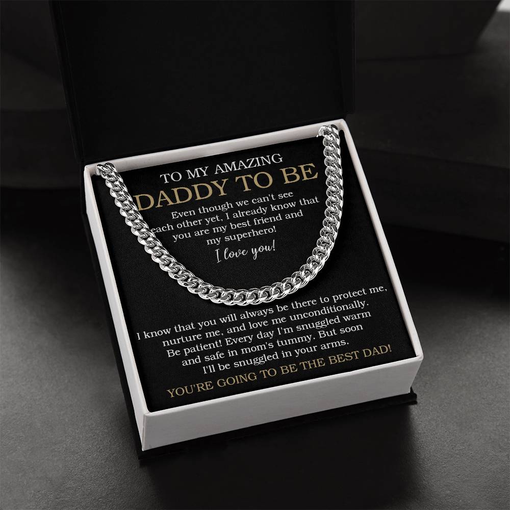 To My Amazing Daddy To Be Cuban Chain Necklace Daddy To Be Gift From Bump Necklace For New Dad Cuban Link Chain