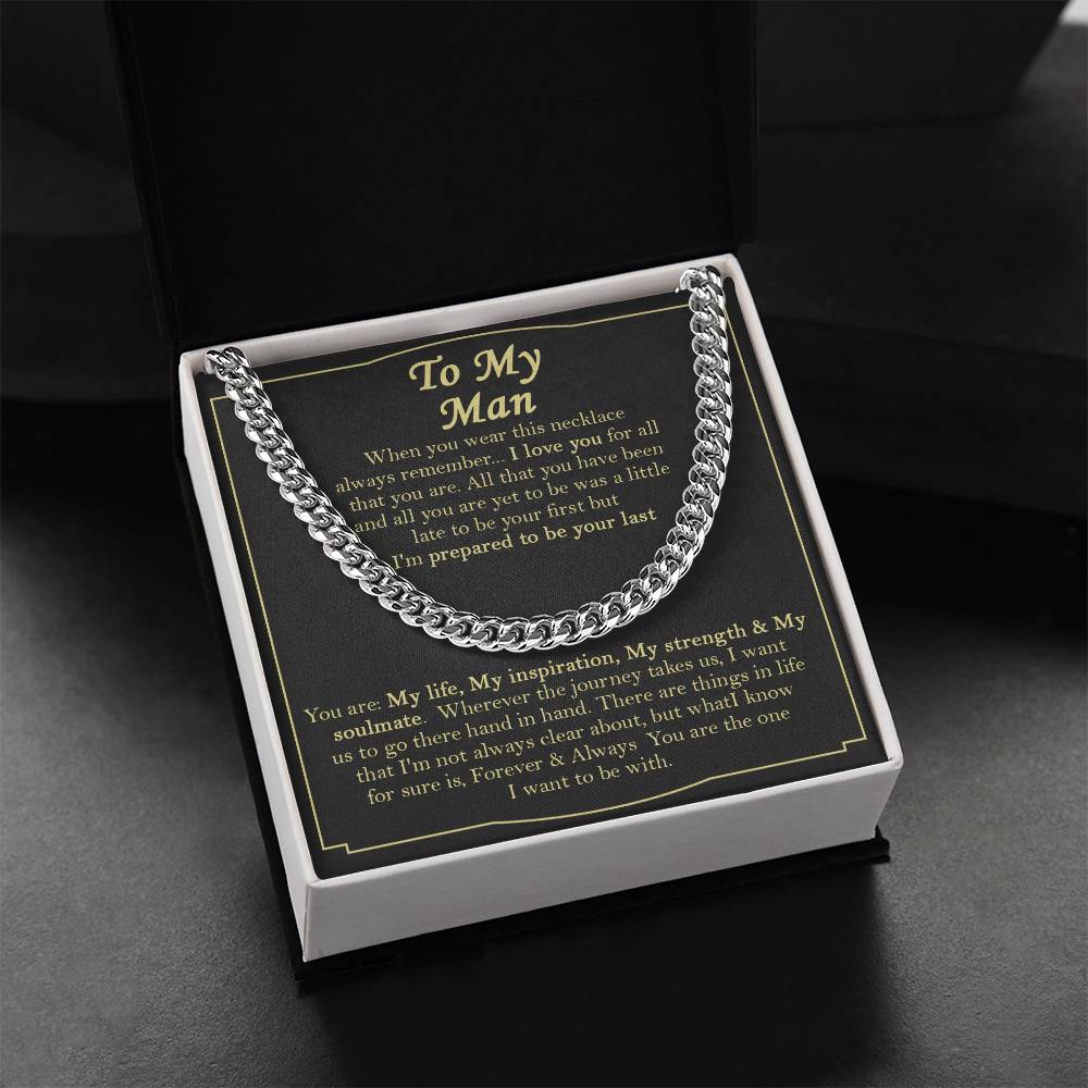 To My Man Necklace Gift For Boyfriend Boyfriend Birthday Gift Cuban Link Chain