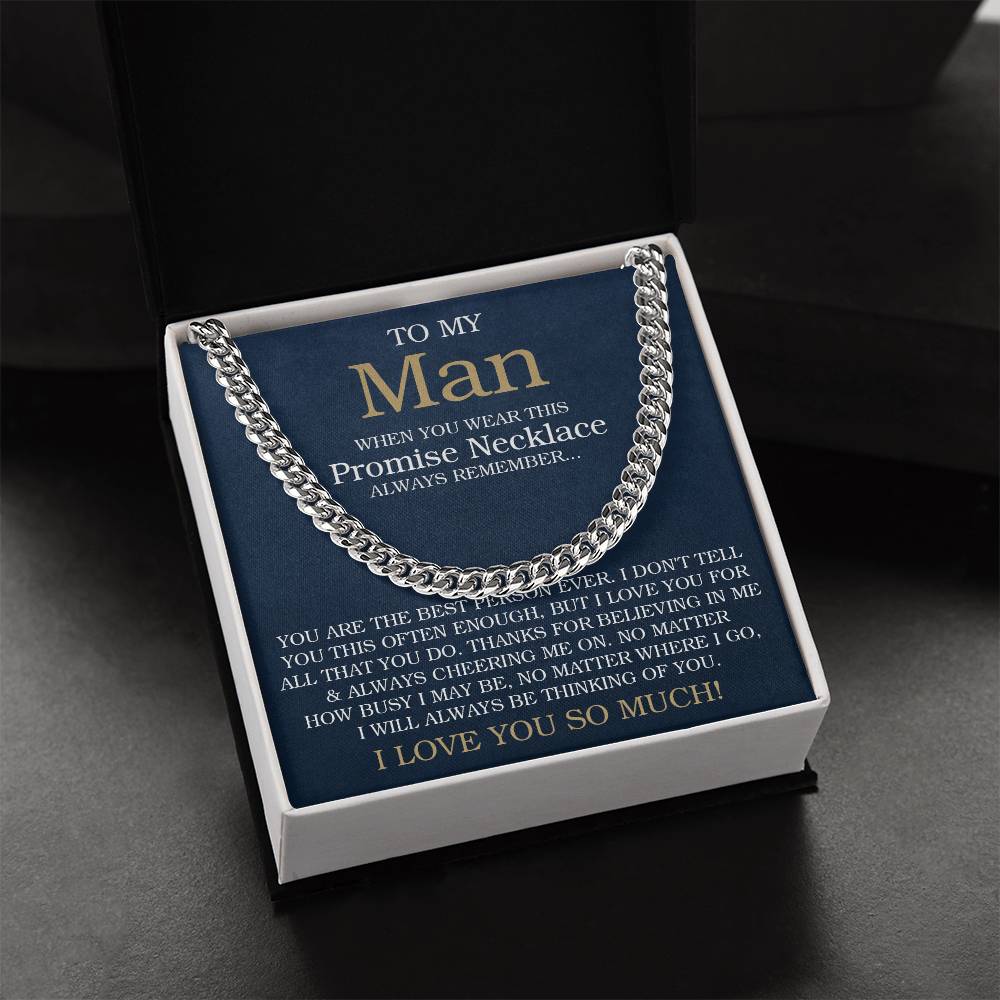 To My Man Cuban Chain Necklace Promise Necklace For Him Romantic Jewelry For Boyfriendhusband Cuban Link Chain