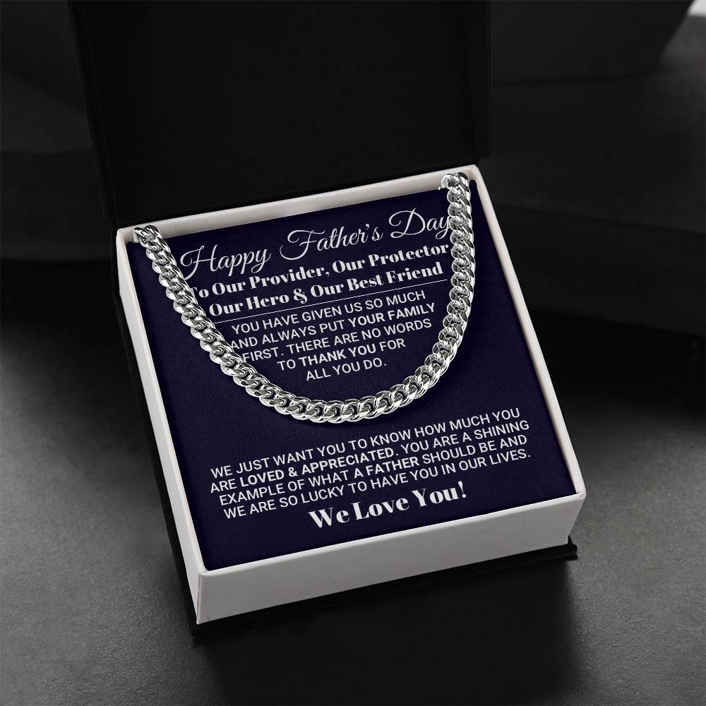 Our World Father's Day Necklace Cuban Link Chain