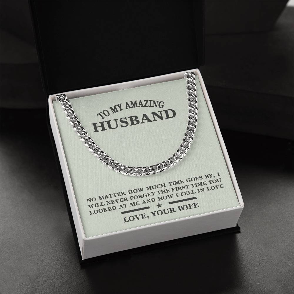 For Husband- Birthday Anniversary Gift Message Card Jewelry Cuban Link Chain