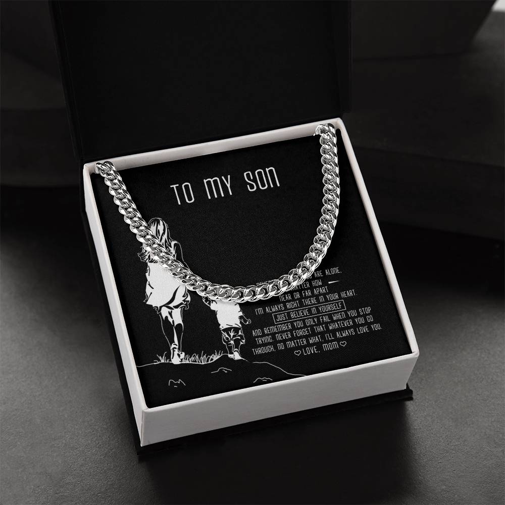 To My Son Cuban Link Chain Necklace