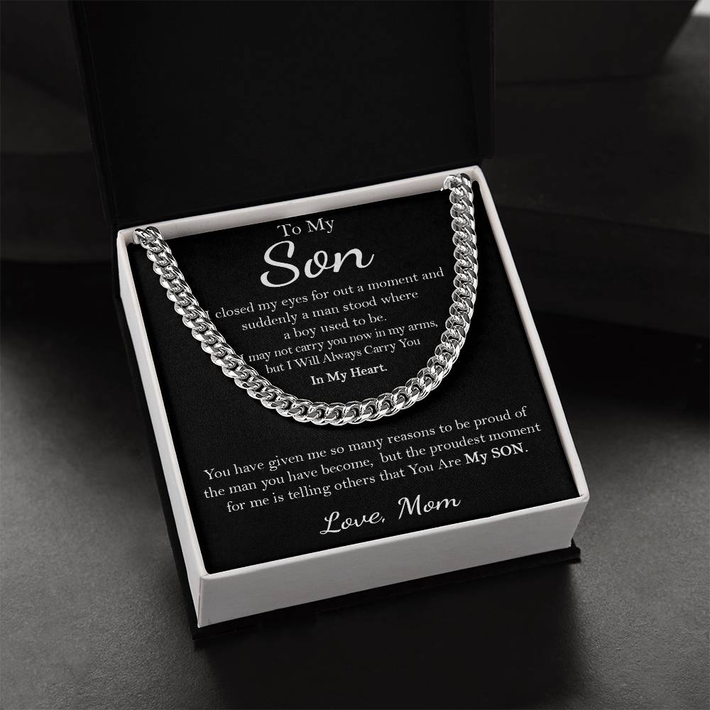 To My Son Necklace Son Birthday Gift From Mom Christmas Gift For Son Cuban Link Chain