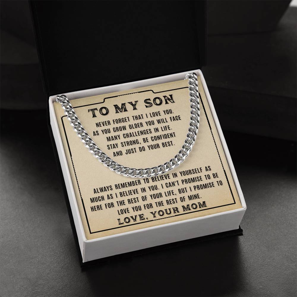 To My Son - Never Forget That - Cuban Link Chain Necklace