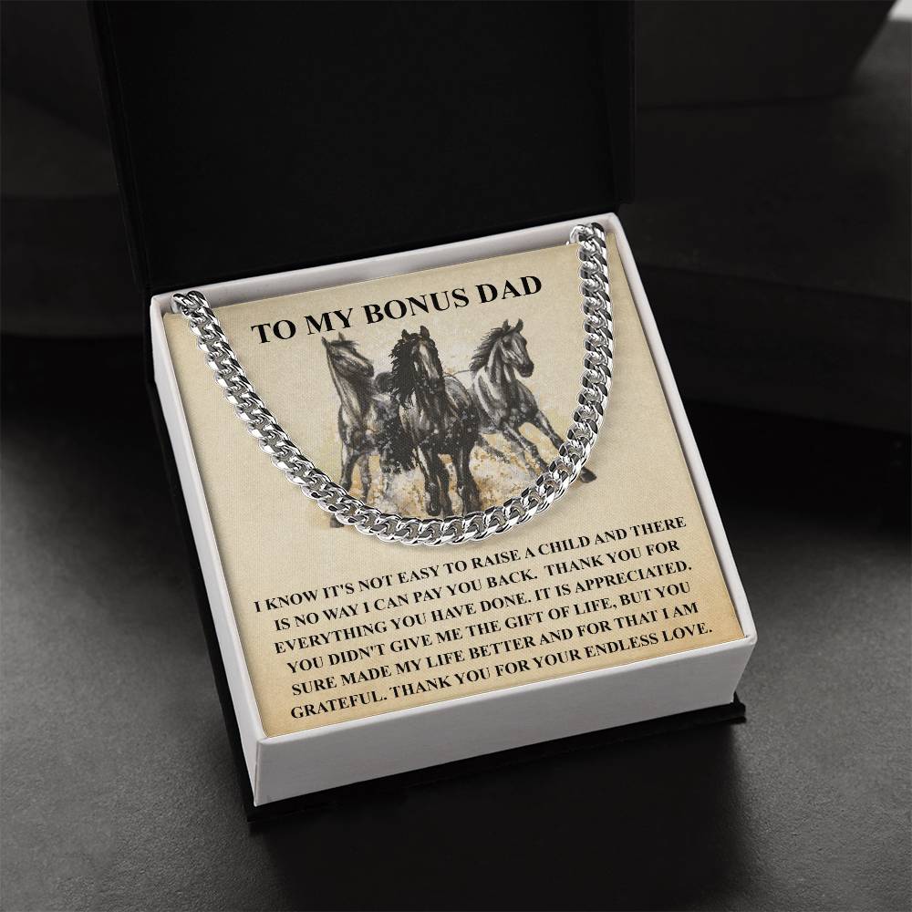 Step Dad Gift From Step Daughter Bonus Dad Gift From Bonus Son Fathers Day Horse Lover Gift For Stepped Up Dad Cuban Link Chain