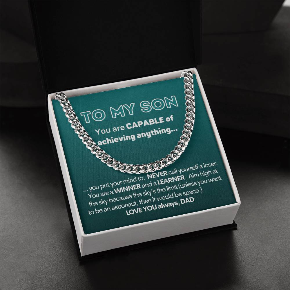 To My Capable Son Cuban Chain Necklace Gift From Dad Cuban Link Chain