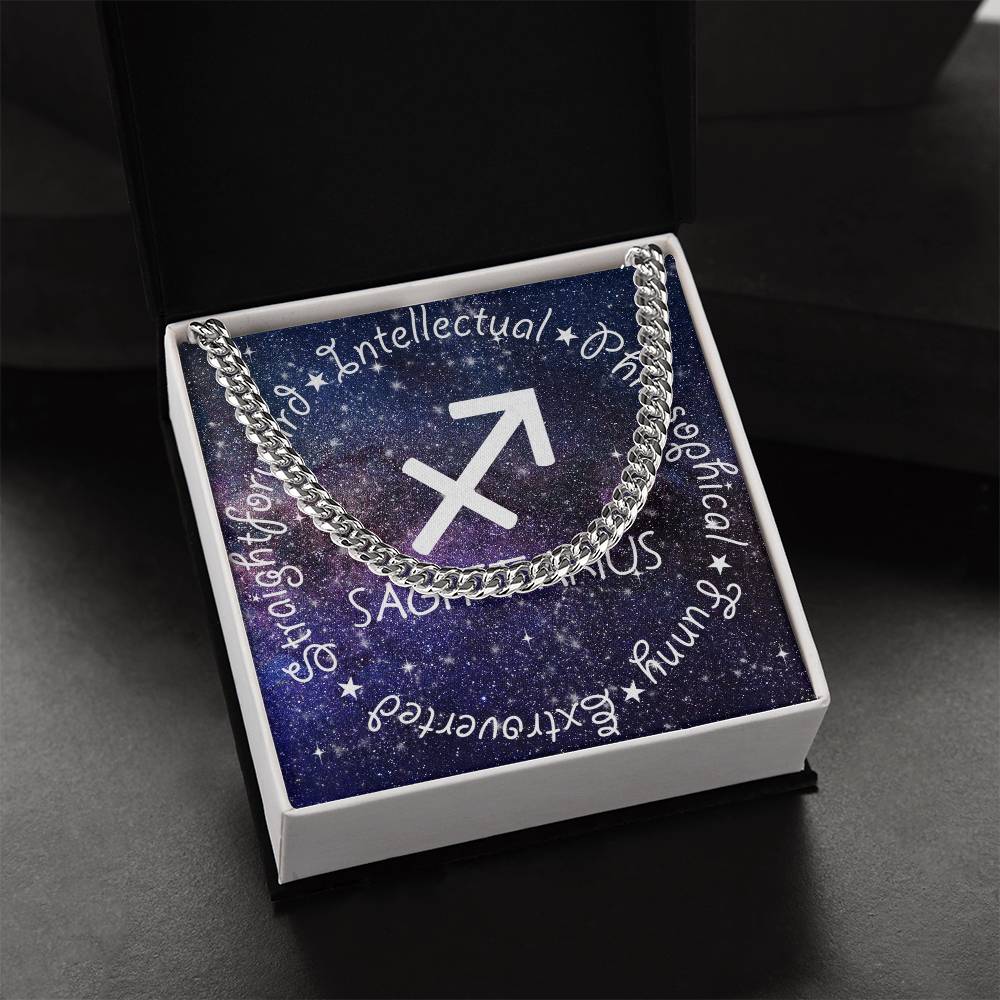 Cuban Link Chain Necklace - Sagittarius Theme
