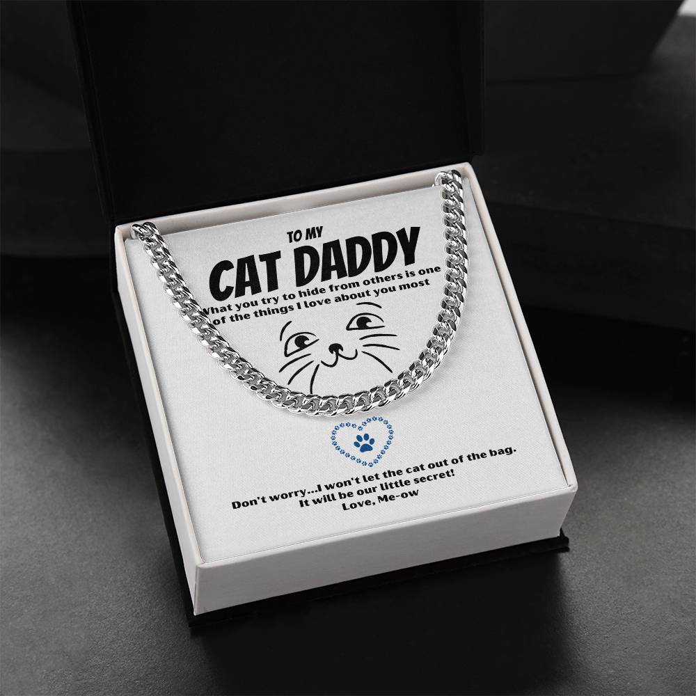 Cat Daddy Gift Cat Gift For Men Cuban Link Chain Valentine Gift For Husband Heavy Chain Necklace Funny Romantic Gift F