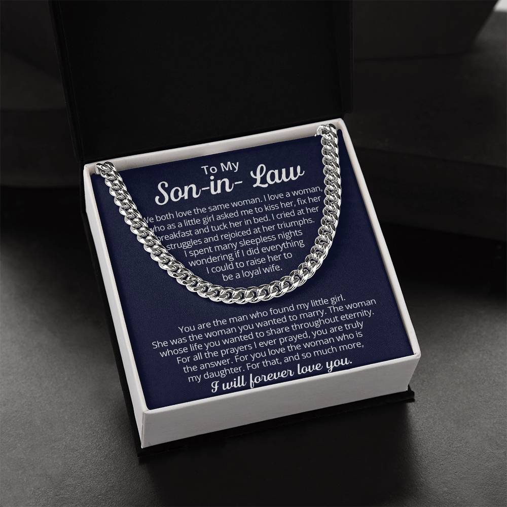 To My Son-In-Law - We Both Love The Same Woman Cuban Link Chain Necklace