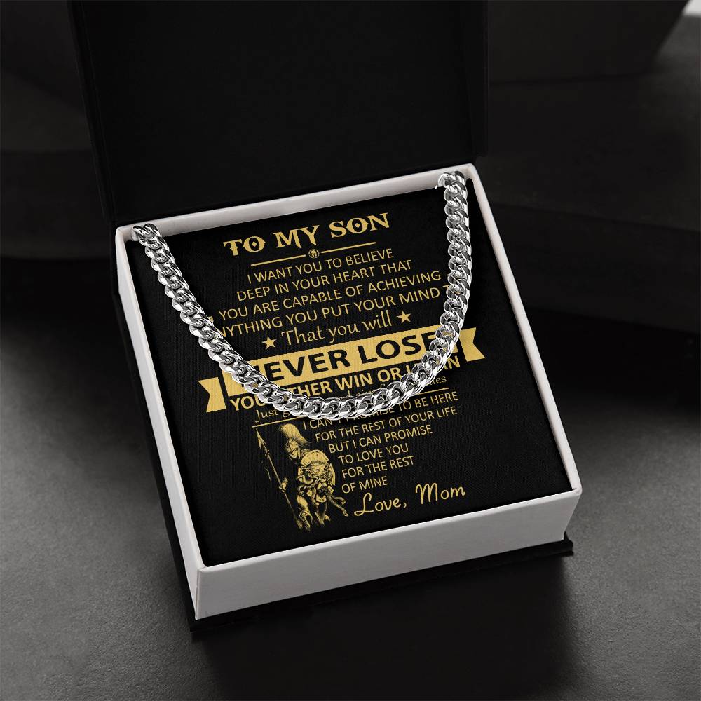 You'll Never Lose Gift For Son Cuban Link Chain Necklace