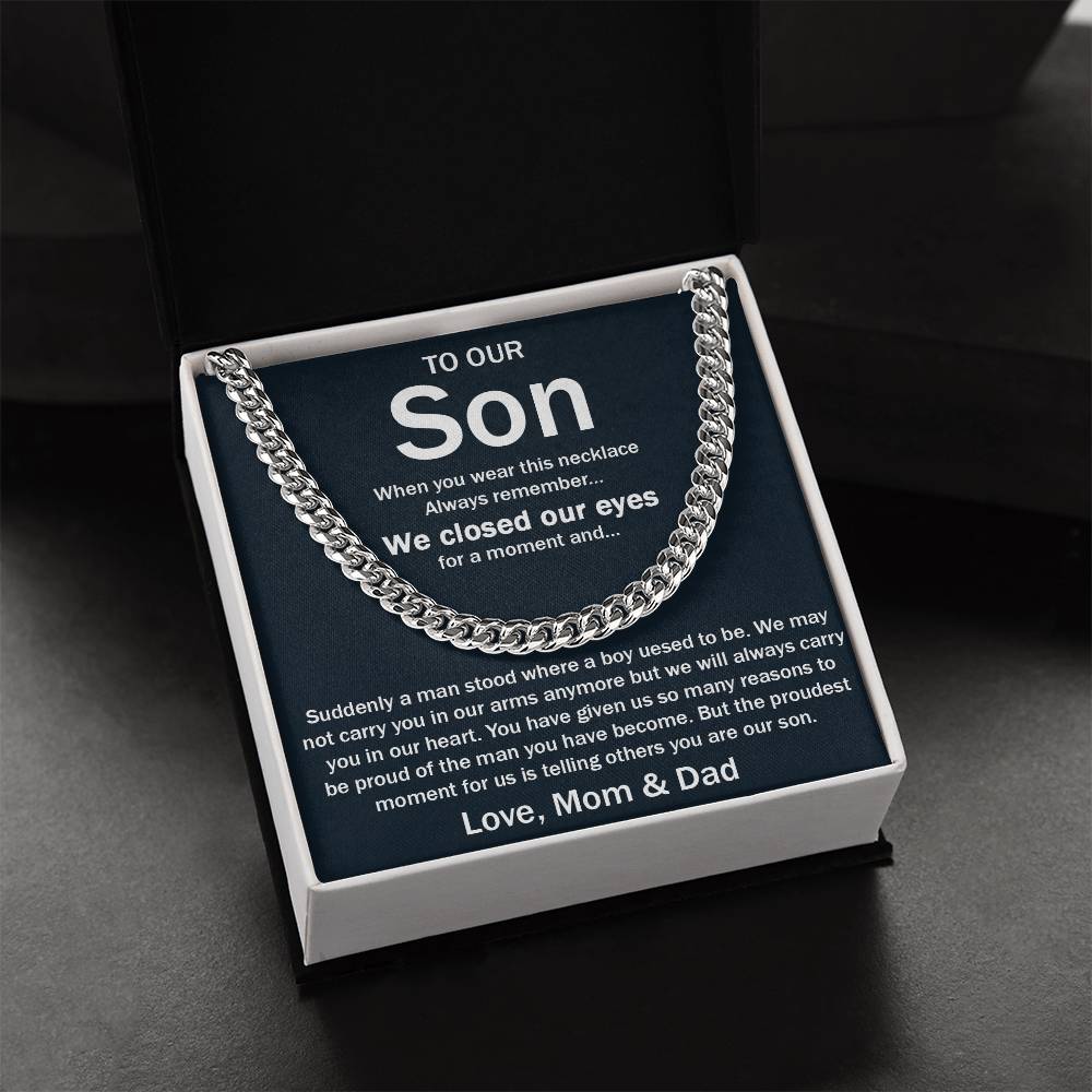 To Our Son Chain Necklace Gifts For Son Birthday Unique Gifts For Son From Mom Dad Sentimental Son Gifts Cuban Link Chain