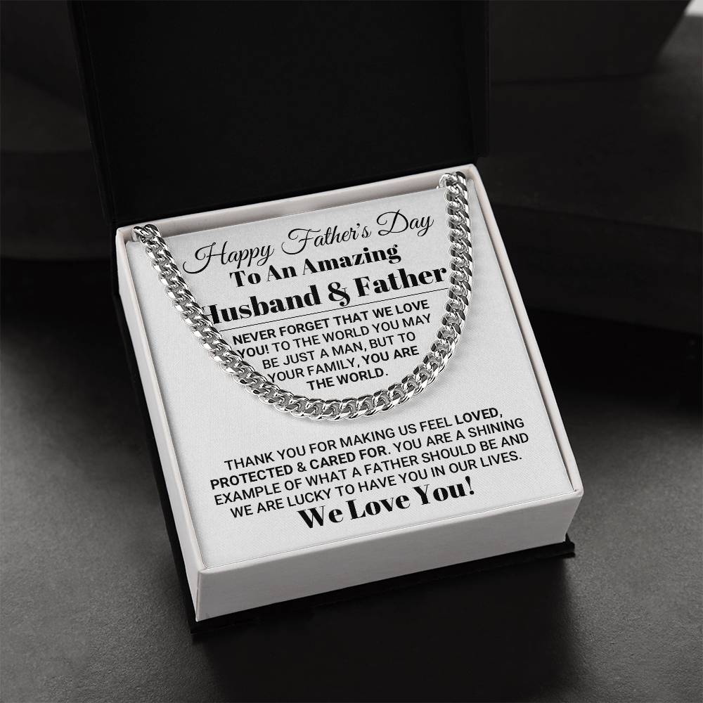 Our World Father's Day Necklace Cuban Link Chain