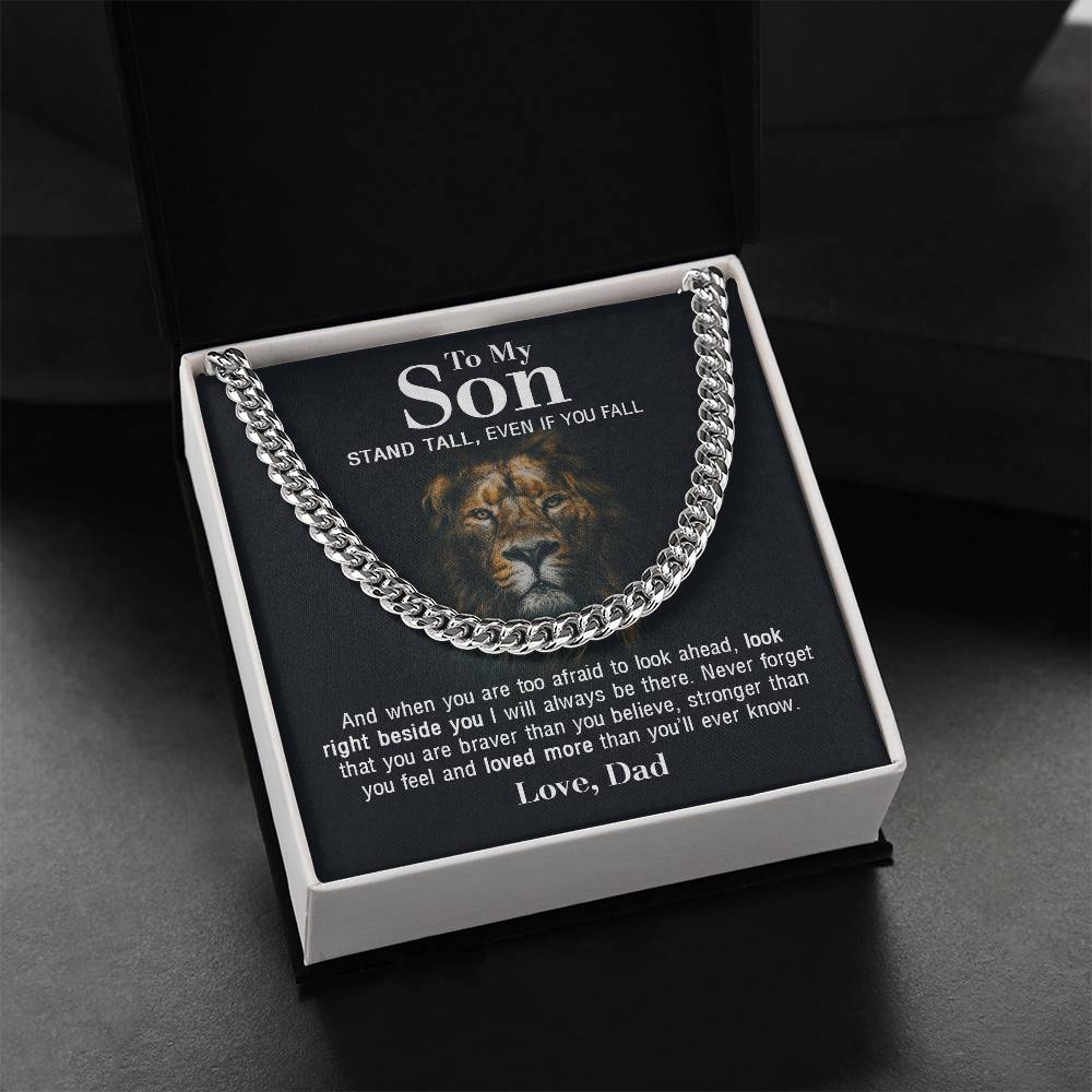 To My Son - Stand Tall From Dad Cuban Link Chain Necklace