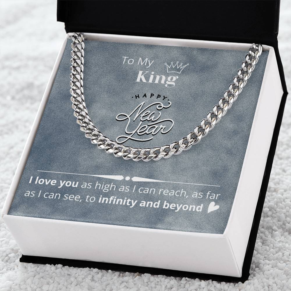 Necklace Gift For Boyfriend Husband Happy New Year Gift Message Card Cuban Link Chain