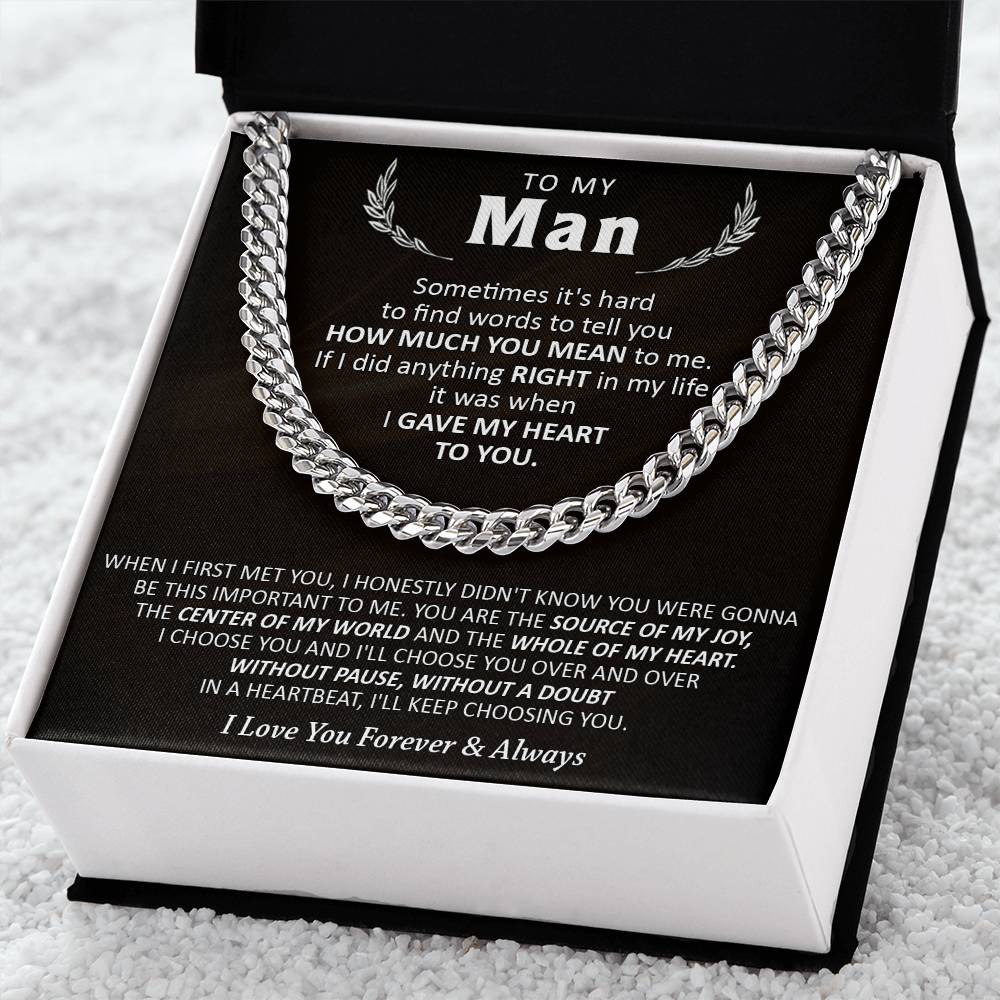 Gift For Your Man - Words - Cuban Cuban Link Chain