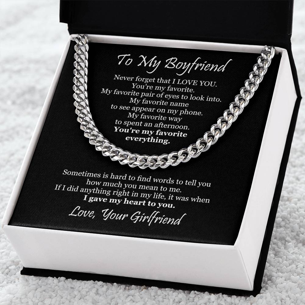 To My Boyfriend - Never Forget That I Love You Cuban Link Chain