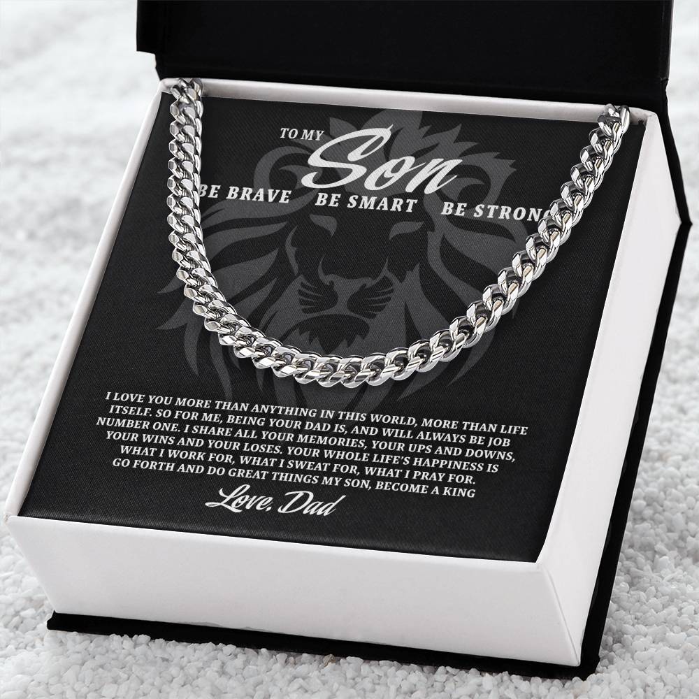 To My Son Be Brave Be Smart Be Strong Cuban Link Chain