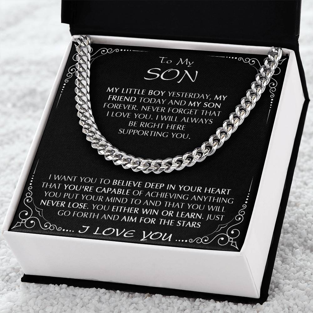 To My Son Necklace Link Chain Necklace Gift For Son From Dad Sentimental Gift For Son Birthday Gift Christmas Gift Cuban Link Chain