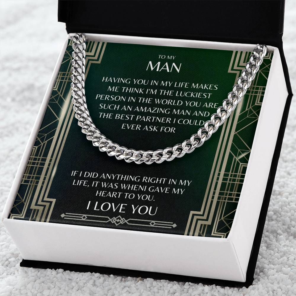 I Gave My Heart To You Cuban Link Chain Necklace Prism Edition