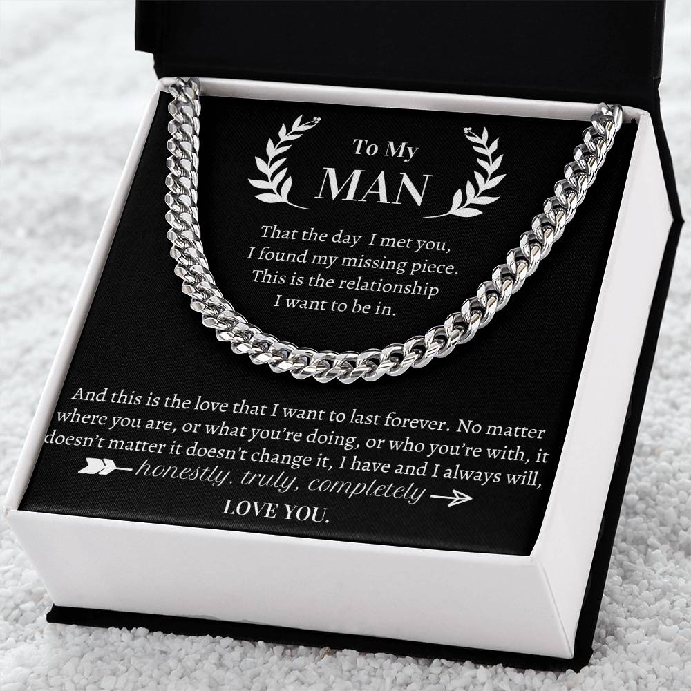 Valentine's Gift For Him- I Always Will Honestly Truly Completely Love You Cuban Link Chain