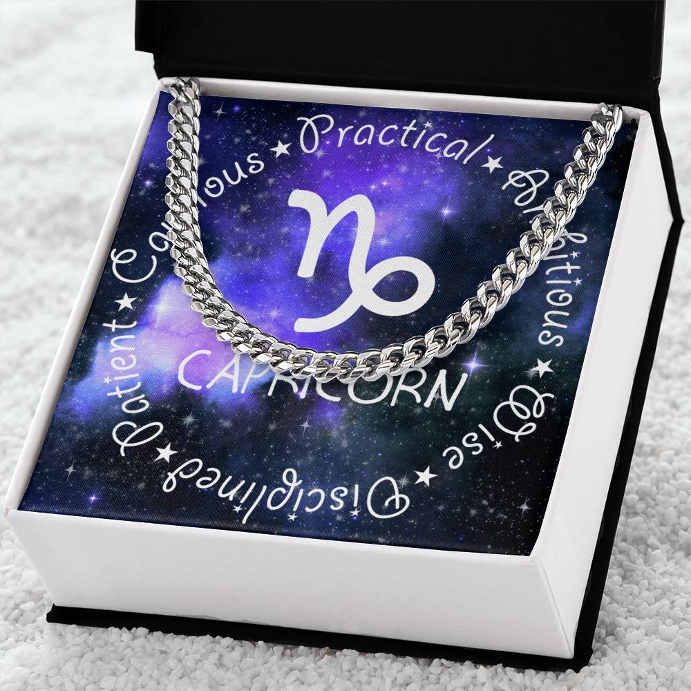 Cuban Link Chain Necklace - Capricorn Theme