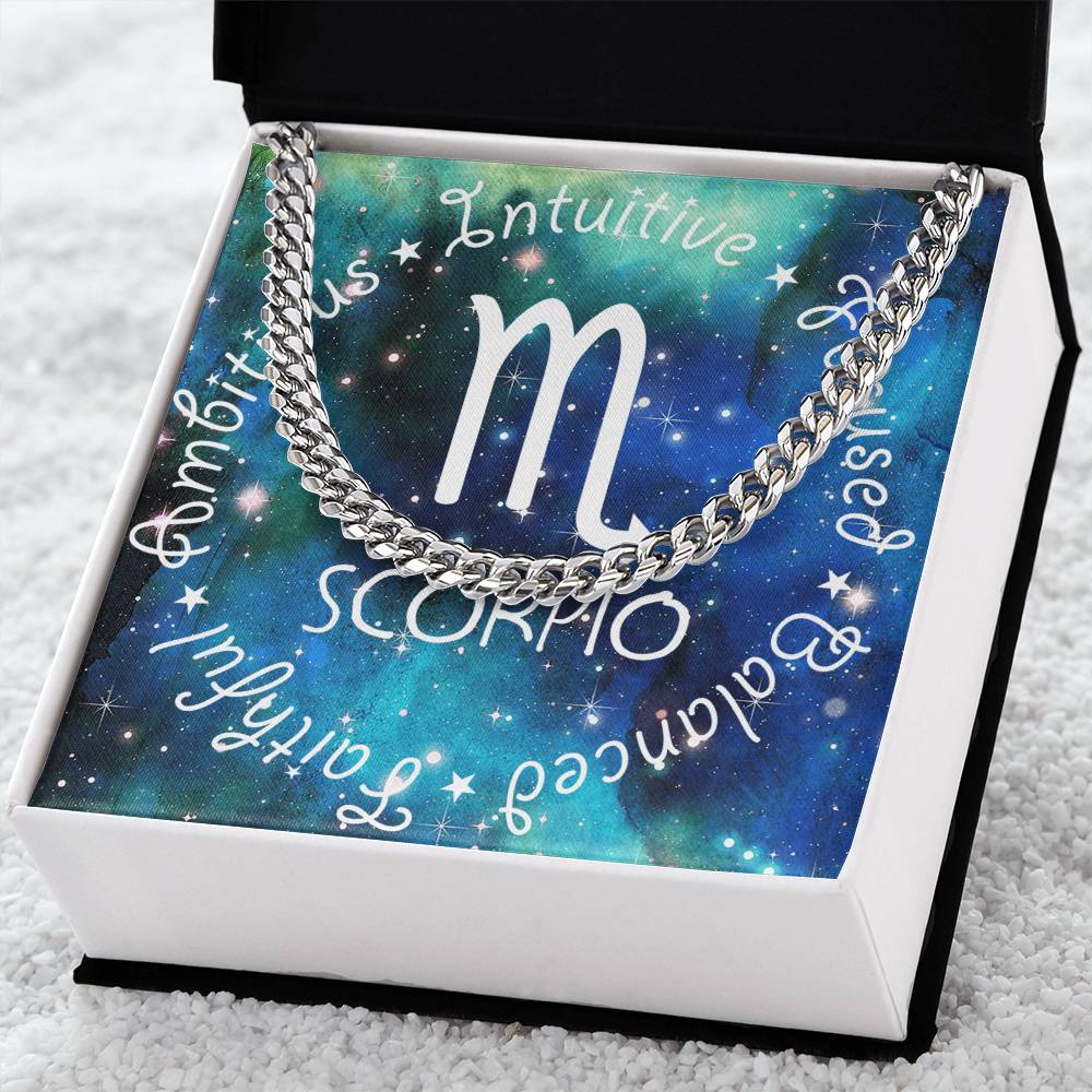 Cuban Link Chain Necklace - Scorpio Theme